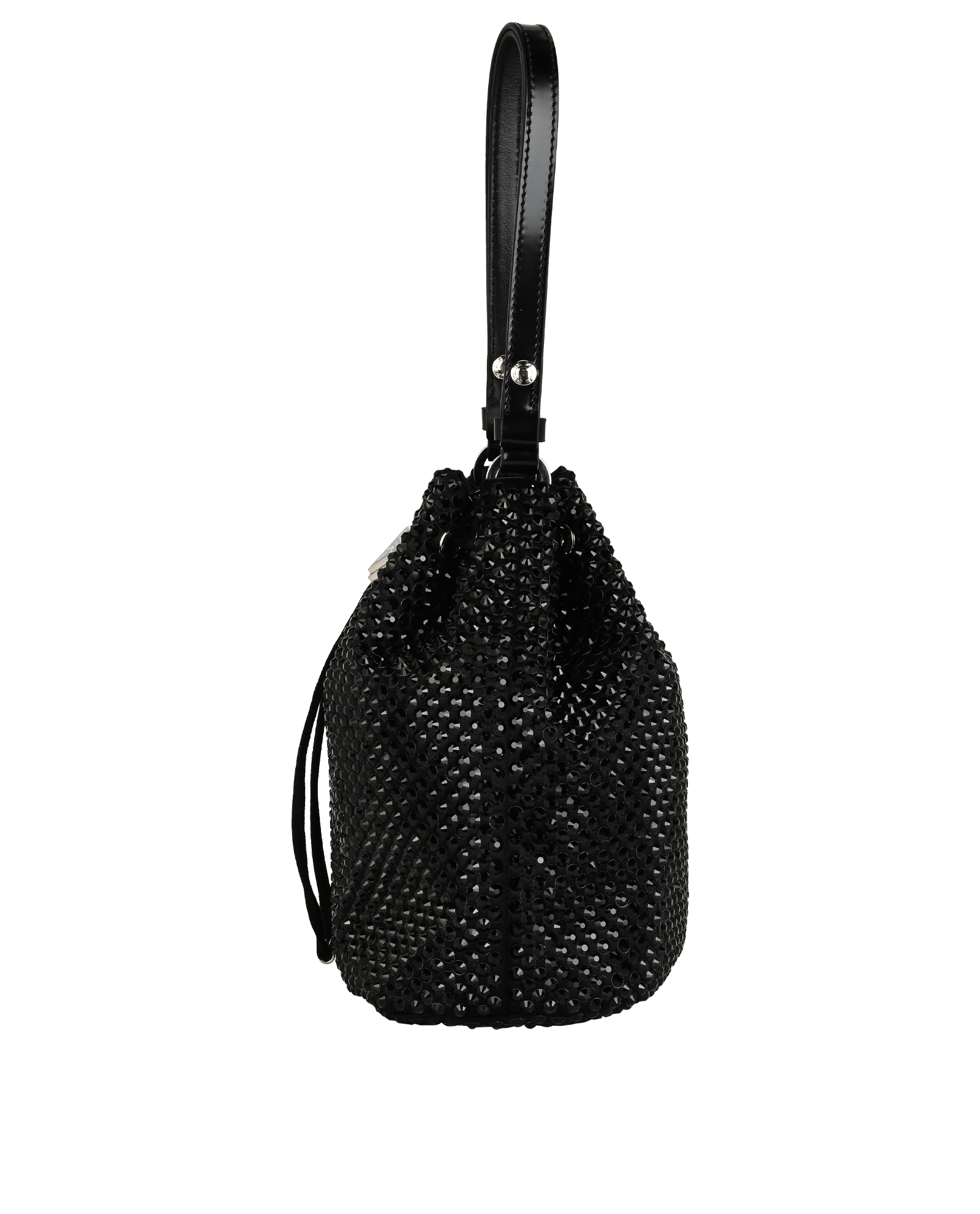 Crystal Bucket Bag, &pound;1,200, Handbags, Black, Crystal/Silk/Viscose, Bottom view